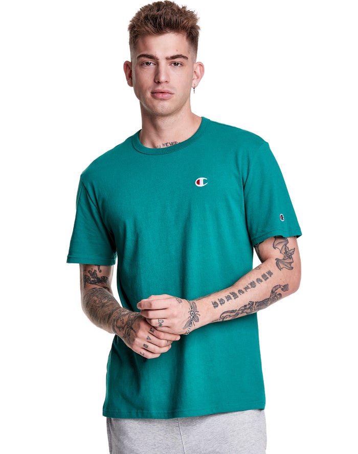 Camiseta Champion Hombre - Lightweight Jersey C Logo ( Turquesa ) 7642931-CG